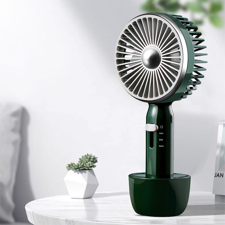 WiWU F302 Retro Portable Handheld USB Mini Fan with 3 Gears Wind Level (Dark Green)
