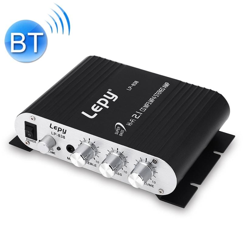 Car 2.1CH HIFI Subwoofer Amplifier Audio, Support MP3, with US Plug Adapter (Black)