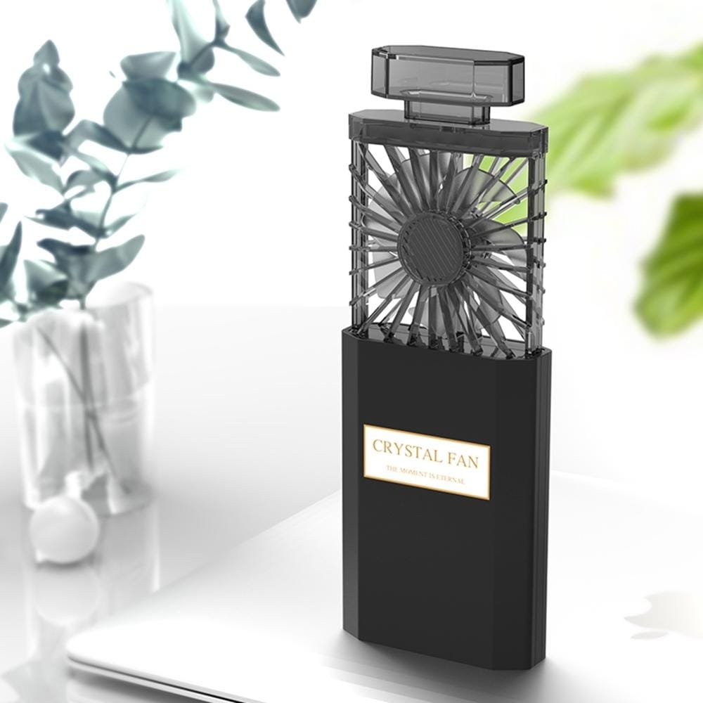 Perfume Shape Portable Fan Hidden Blade Fan (Black)