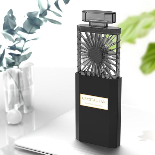 Perfume Shape Portable Fan Hidden Blade Fan (Black)