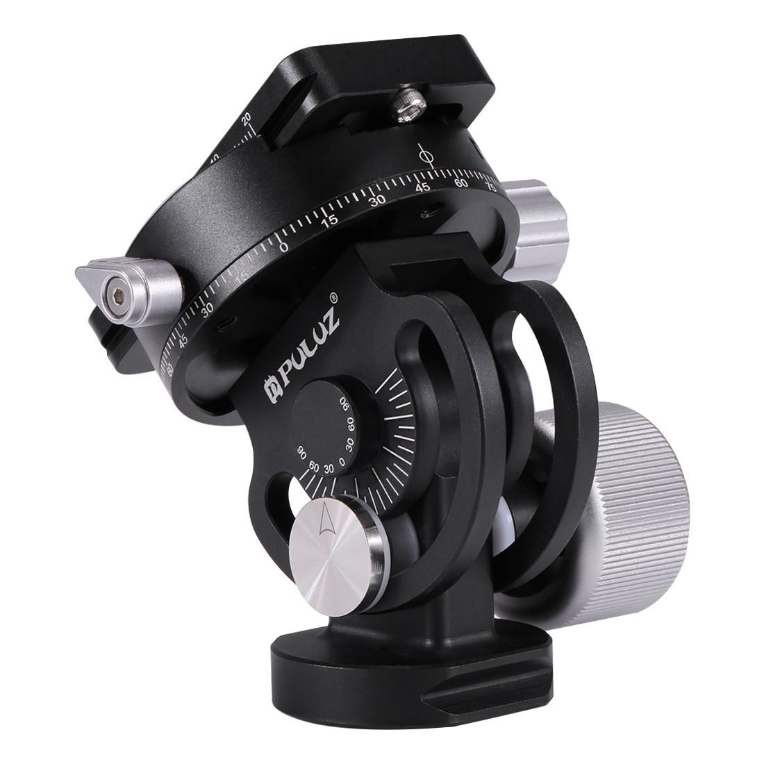 PULUZ 2-Way Pan/Tilt Tripod Head Panoramic Photography Head with Quick Release Plate & 3 Bubble Level