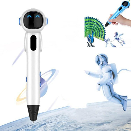 Astronaut 3D Printing Pen Low Temperature Intelligent Wireless Stereo Graffiti Painting Children 3D Brush, Battery Capacity:500 mAH (White)