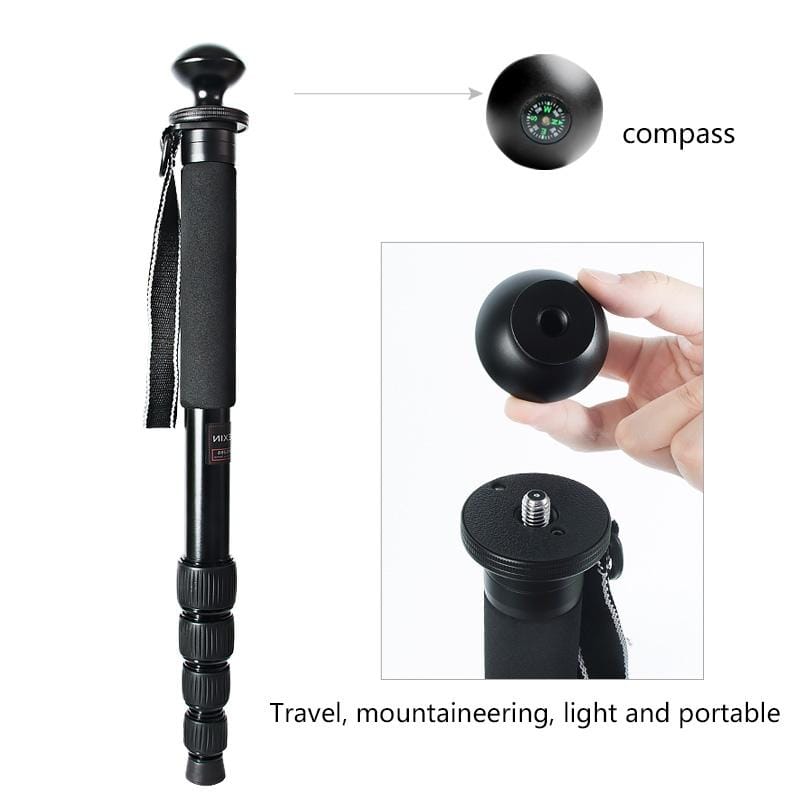 BEXIN MAS325 Portable Travel Outdoor DSLR Camera Aluminum Alloy Monopod Holder (Black)