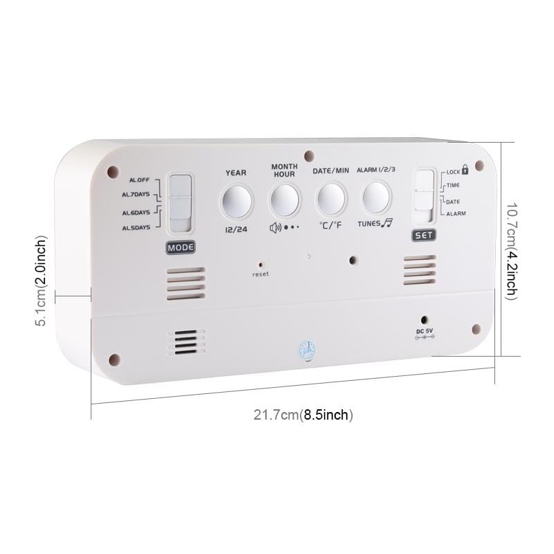 Multi-functional Large Screen LED Digital Music Alarm Clock with Time / Week / Temperature / Calendar Display & Remote Control, DC 5V