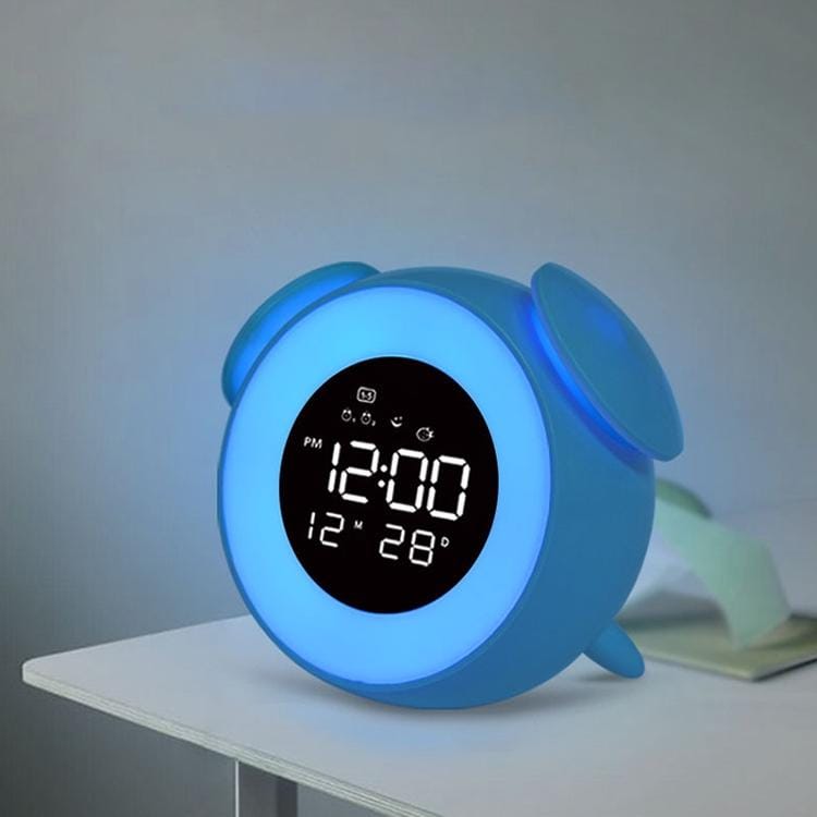 Cartoon Animal Shape Bedside Lamp Music LED Alarm Clock (Blue)