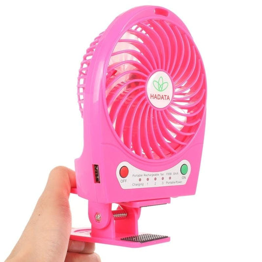Hadata 4.3 inch Portable USB / Li-ion Battery Powered Rechargeable Fan with Third Wind Gear Adjustment & Clip (Magenta)
