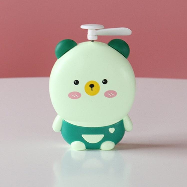 Portable USB Mini Fan Multi-function Cartoon Lighting Fan (Green Bear)