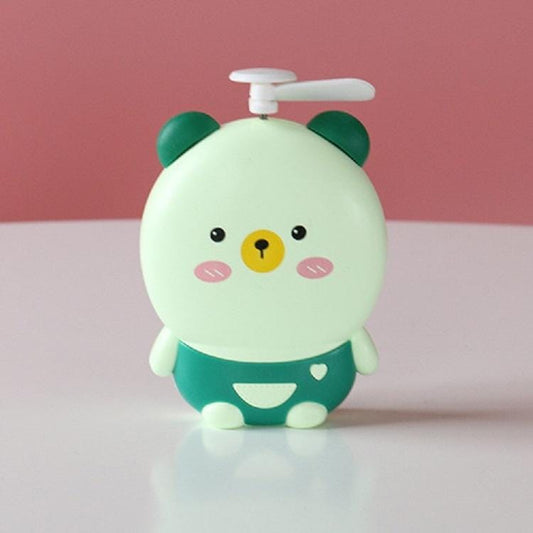 Portable USB Mini Fan Multi-function Cartoon Lighting Fan (Green Bear)