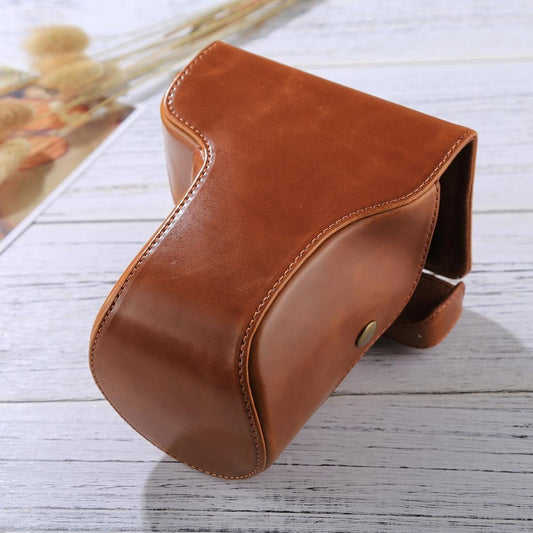 Full Body Camera PU Leather Case Bag with Strap for FUJIFILM X-E3 (Brown)