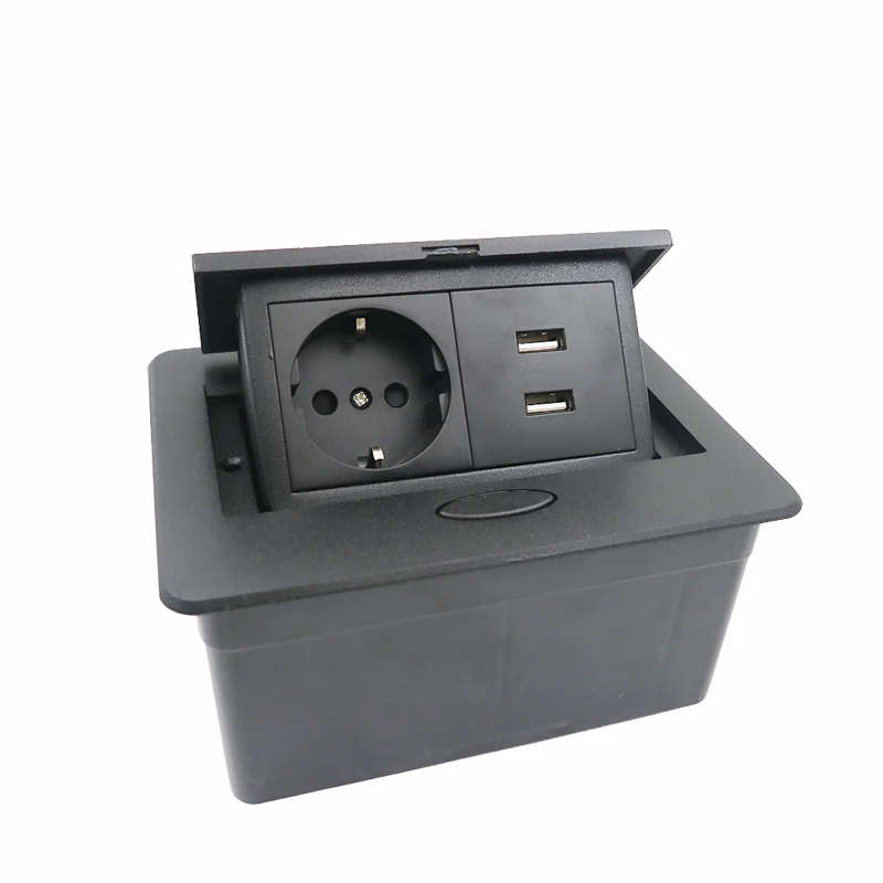 Desktop pop up Socket 1 EU plug with USB A&A charging with 1.8m power cable