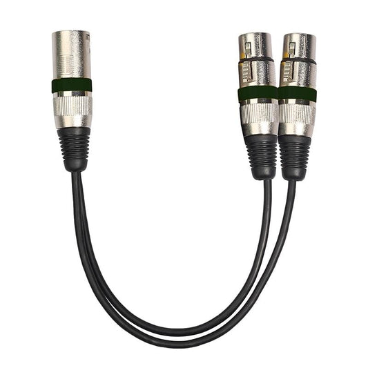 2055MFF-03 2 In1 XLR Male to Double Female Microphone Audio Cable, Length: 0.3m (Black)