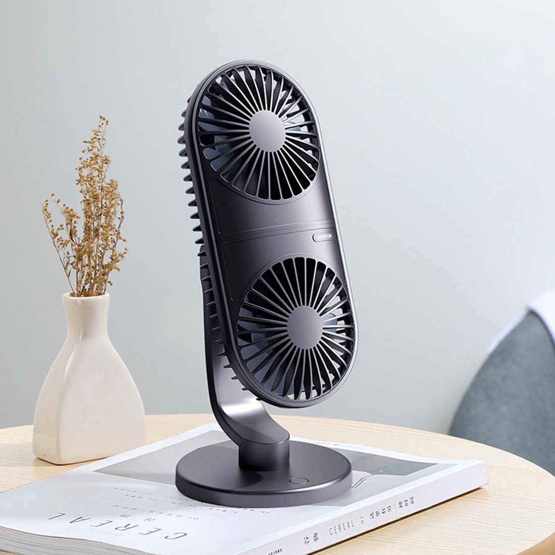 JOYROOM JR-CY312 Vertical Double Engine Fan Portable Handheld Mini Electric Fan (Black)