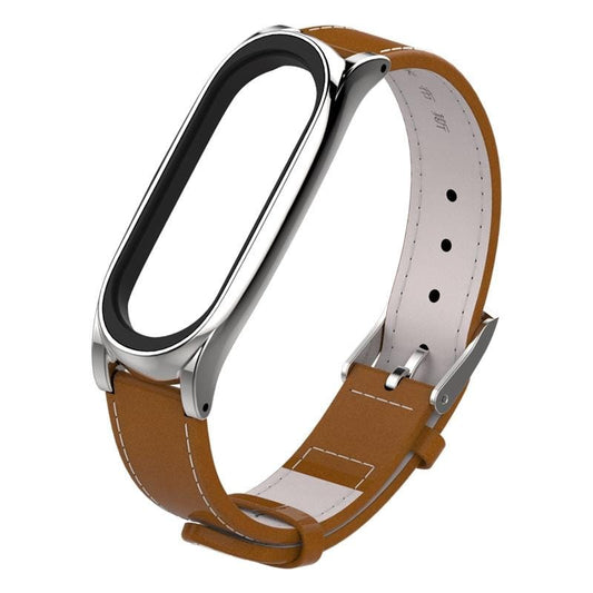 Mijobs Top-grain Leather Strap for Xiaomi Mi Band 3 & 4 & 5 Wrist Straps Screwless Magnetic Bracelet Smart Band Replace Accessories, Host not Included (Style3)