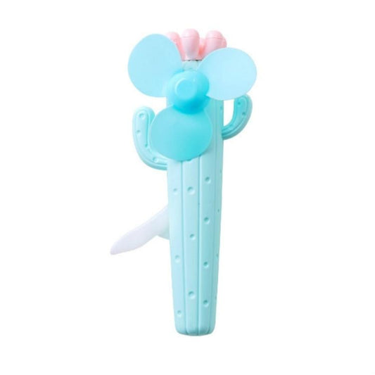 hand pressure fan creative cartoon environmental protection manual small fan ( Blue Cactus )