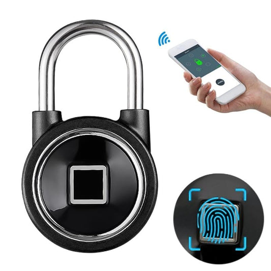 Waterproof Intelligent Bluetooth Fingerprint Padlock Remote Unlocking for iOS / Android (Black)