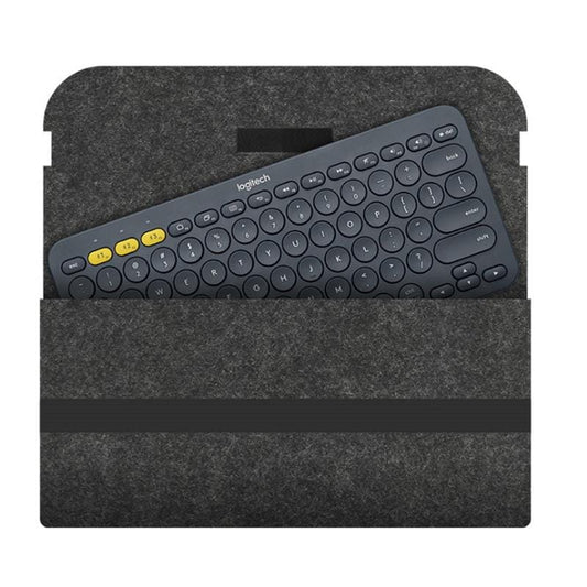 Portable Felt Wireless Bluetooth Keyboard Storage Bag Dust-proof Bag for Logitech K380 Keyboard, with Magic Stick (Dark Gray)