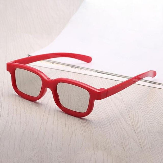 3D Movie Glasses Universal Plastic Polarized Non-Flash-Type Theater Dedicated For Movie Game (Red)
