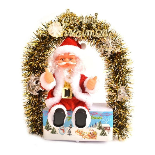 Christmas Decorations Colorful Glowing Garland Musical Santa Doll (Yellow )