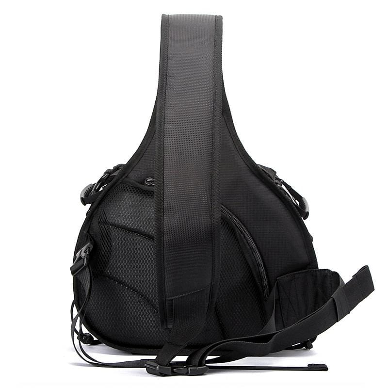 Triangle Shape Tscope Sling Shoulder Cross Digital Camera Bags Case Soft Bag with Rain Cover for Canon Nikon Sony, Size: 33*24*17cm (Black)