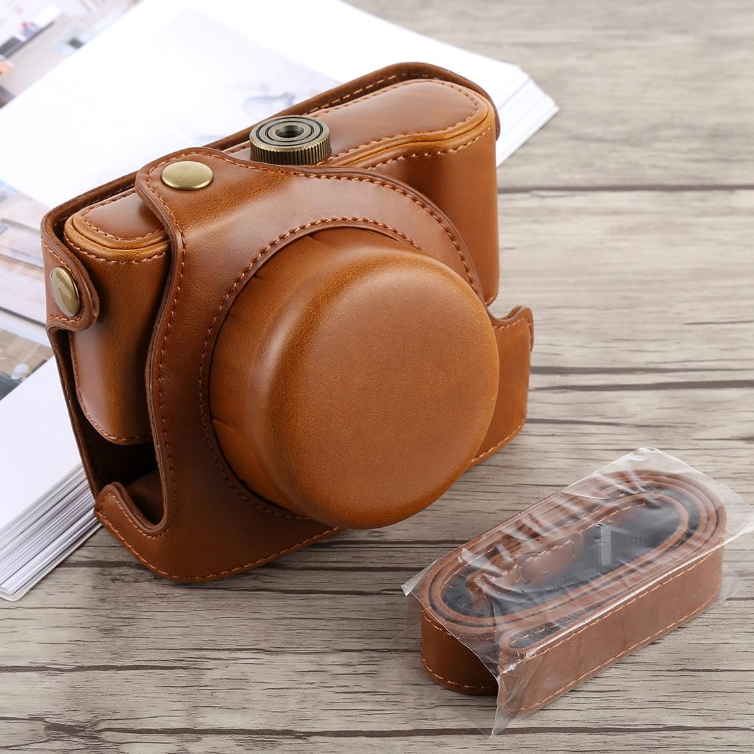 Full Body Camera PU Leather Case Bag with Strap for Panasonic LUMIX LX100 (Brown)