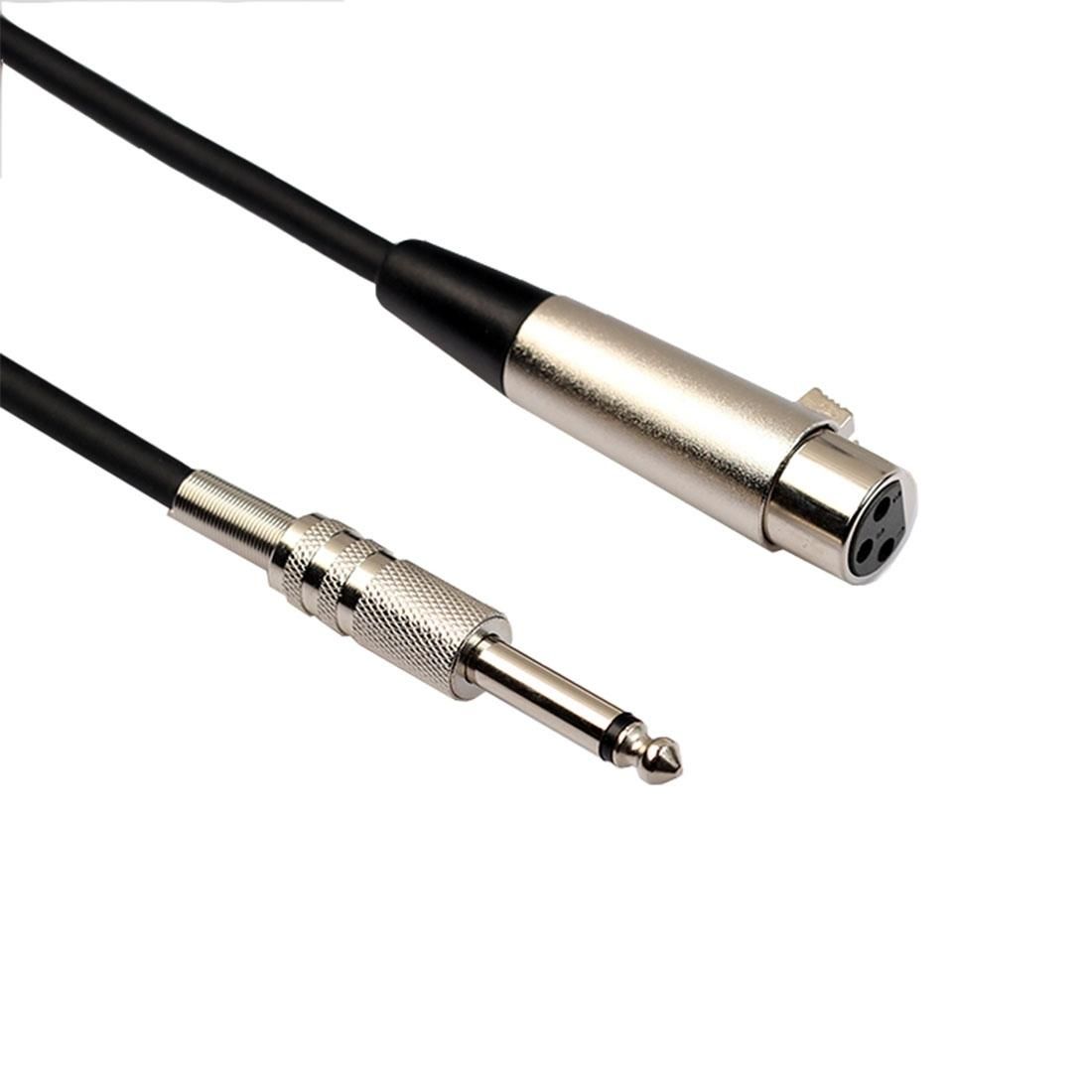 5m XLR 3-Pin Female to 1/4 inch  Mono Shielded Microphone Mic Cable