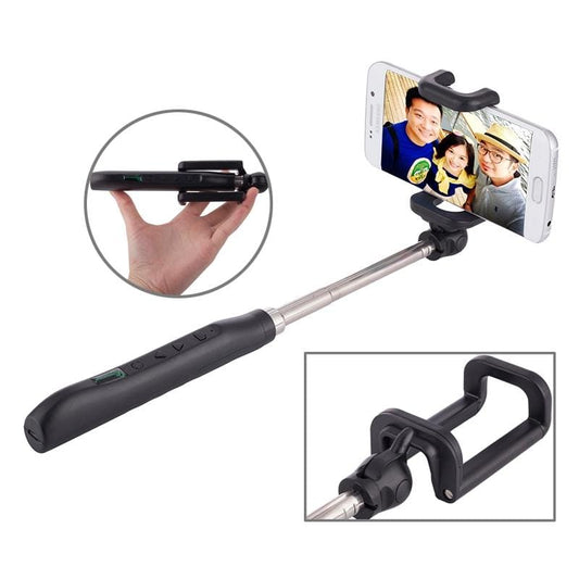 Portable Focusing Bluetooth Wireless Selfie Stick Monopod Folding Extendable Pocket Handheld Holder for iOS & Android Phone, Folded Length: 8.8cm, Max Extension Length: 80.0cm (Black)
