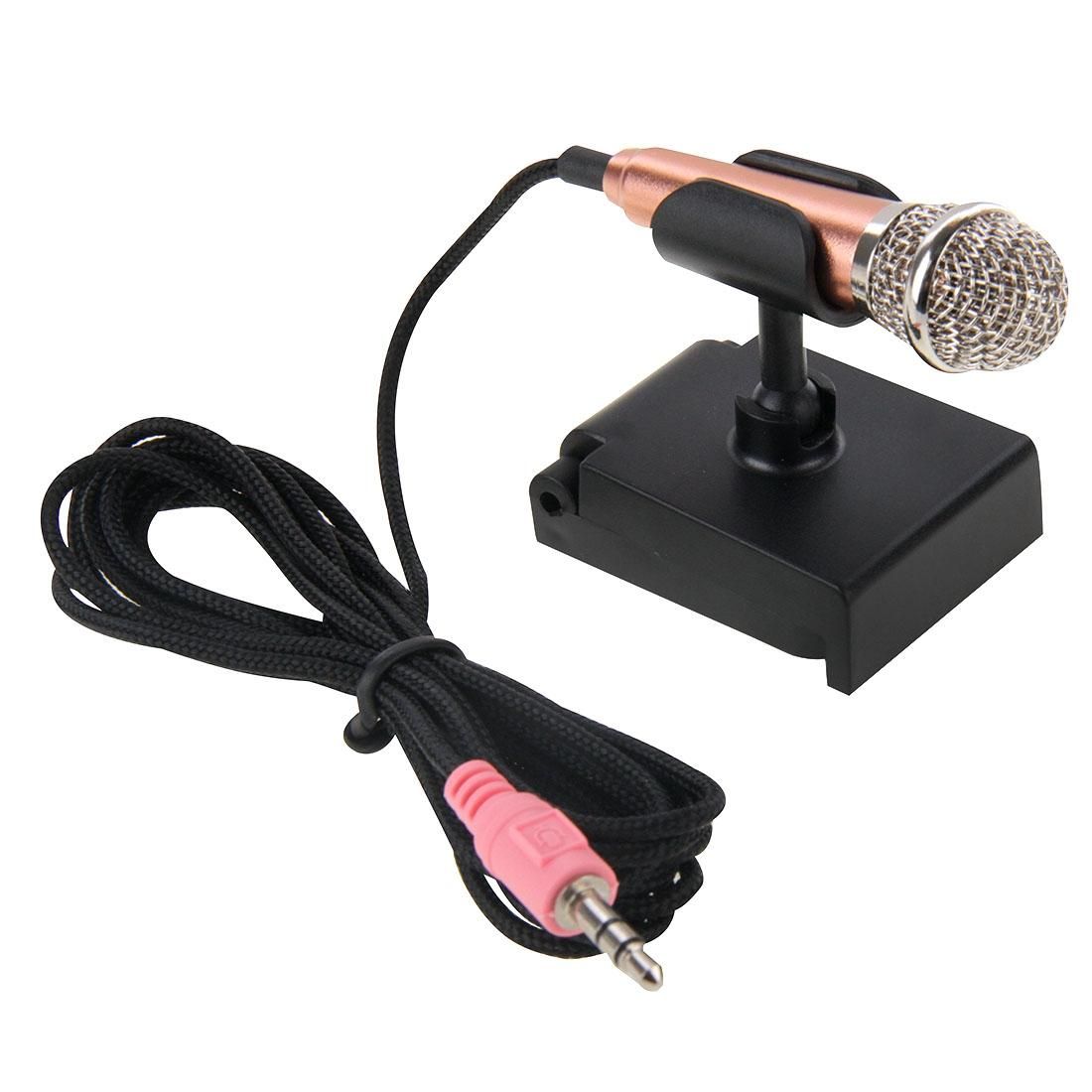 Stylish Mini Mobile Sing Condenser Microphone with 3.5mm Audio Interface & Base & Holder, Audio Cable Length: 1.5m (Silver)