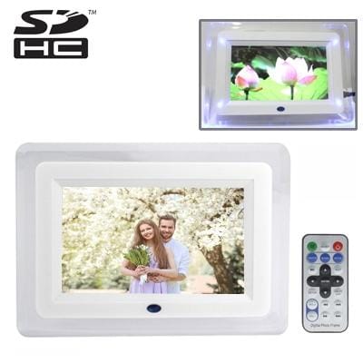 7 inch 4 Blue LED Lights Digital Picture Frame with Remote Control, Image Resolution: 800 * 480 (White)