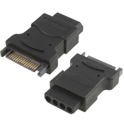SATA 15 Pin Male to 4 Pin Female Adapter (Black)