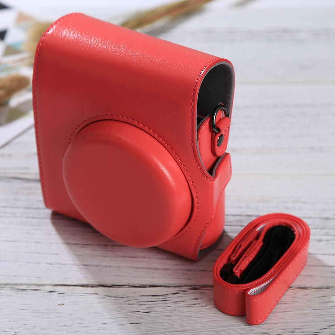 Full Body Camera PU Leather Case Bag with Strap for FUJIFILM instax mini 90 / 25 / 7 / 8 / 9 (Red)