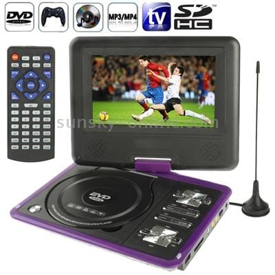 NS-789 7.0 inch TFT LCD Screen Digital Multimedia Portable EVD / DVD with Card Reader & USB Ports, Support Analog TV  & Game Function, 270 Degree Rotation, Support SD / MS / MMC Card, Purple (Black)