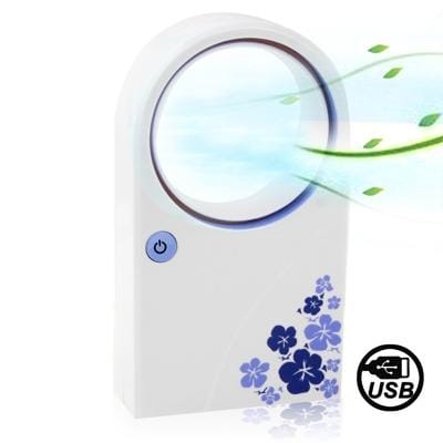 Hand-Held Mini USB Round Shaped Electric Bladeless Air-condition (Dark Blue)