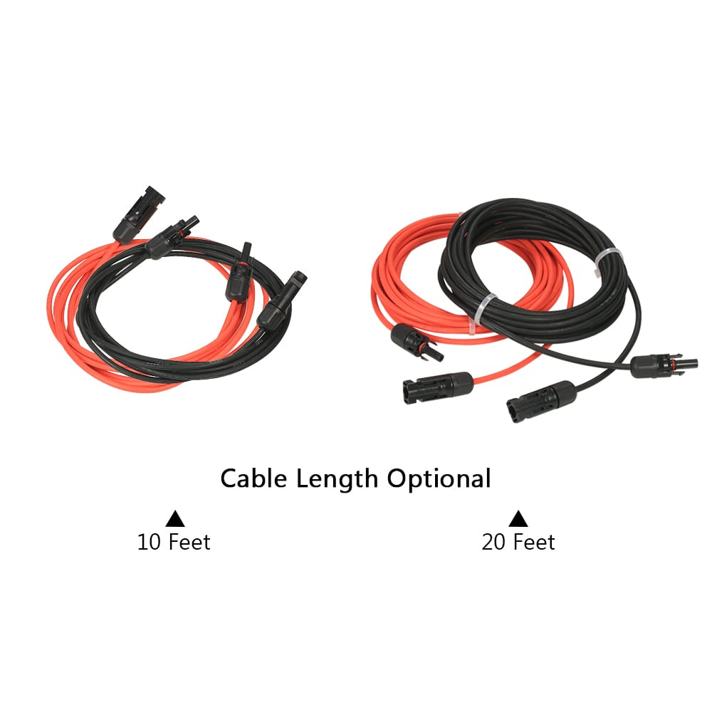1 Pair 10 Feet Black + 10 Feet Red 10AWG Solar Panel - 10 Feet