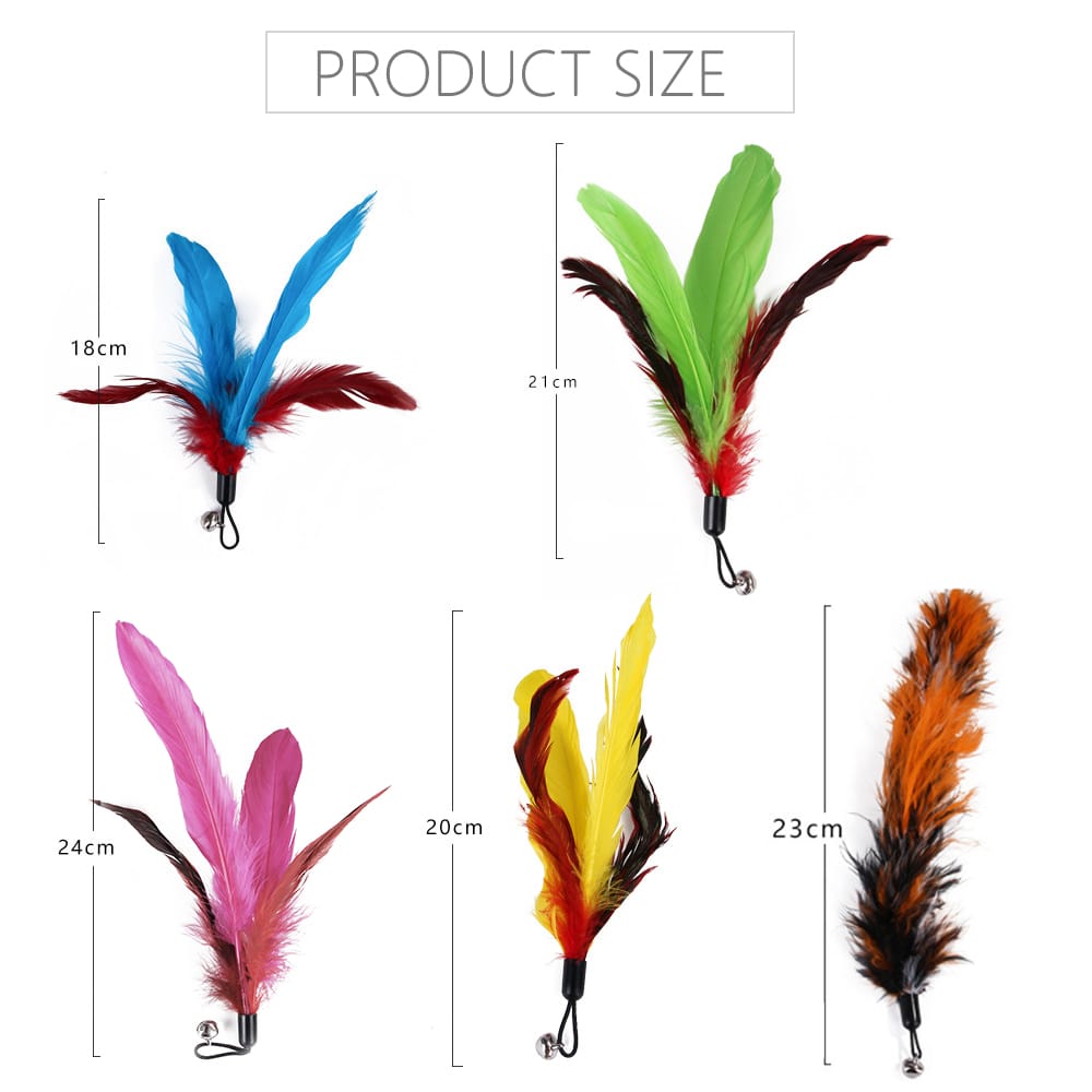 5pcs Replacement Colorful Feathers for Pet Cat Interactive