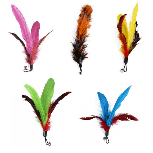 5pcs Replacement Colorful Feathers for Pet Cat Interactive