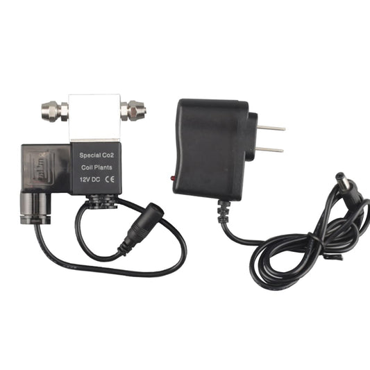 DC 12V Output Solenoid Valve Aquarium CO2 System Regulator - double head-US plug