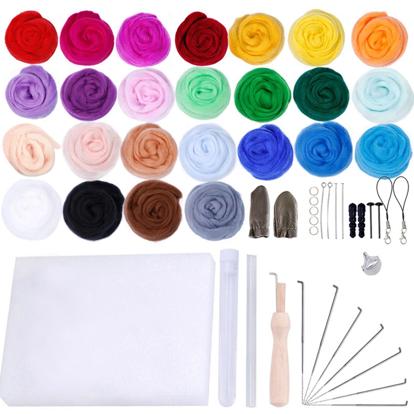 Needle Felting Kit Wool Roving 25 Colors Set Needle Felting