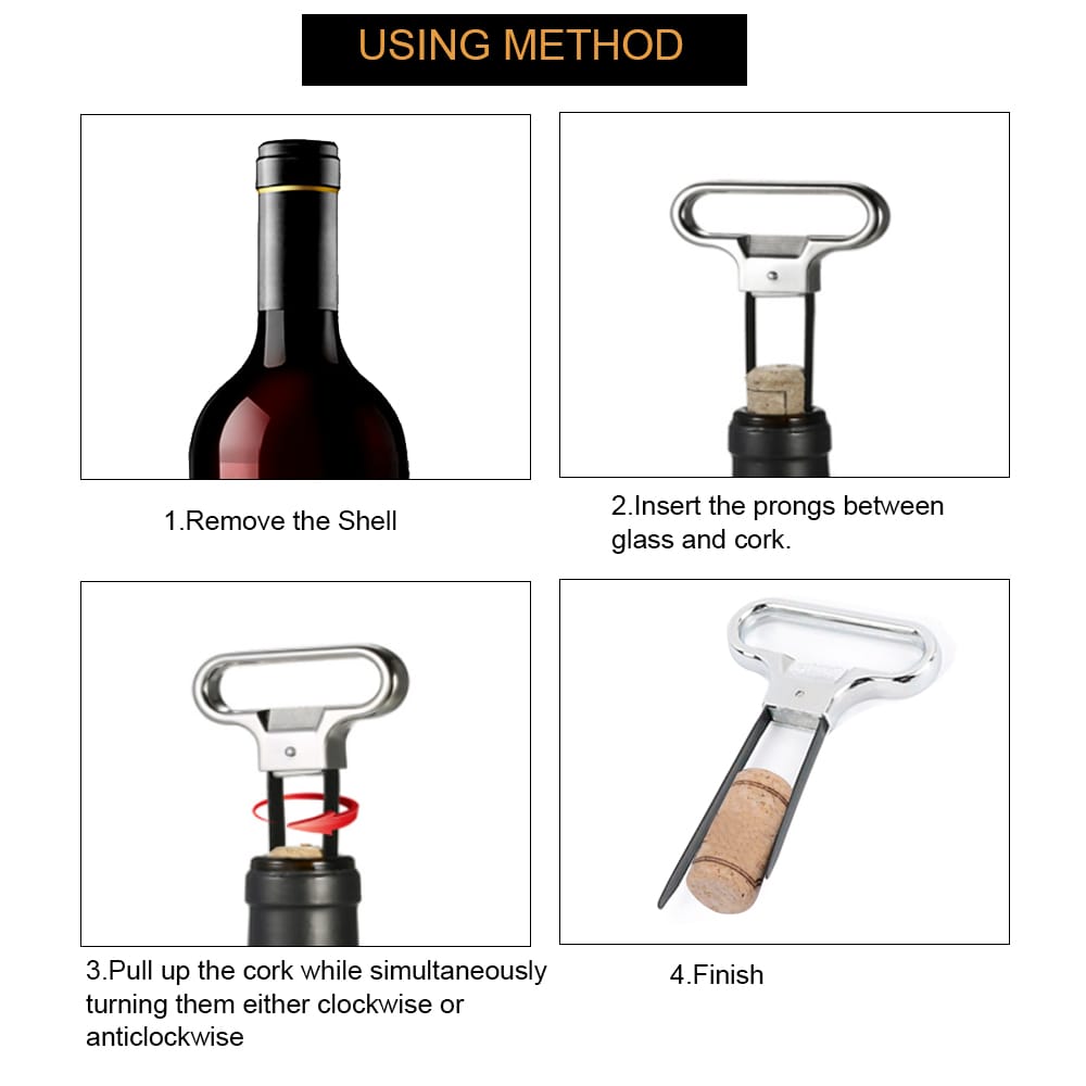 Two-Prong Cork Puller with Cover Wine Opener Cork Bottle