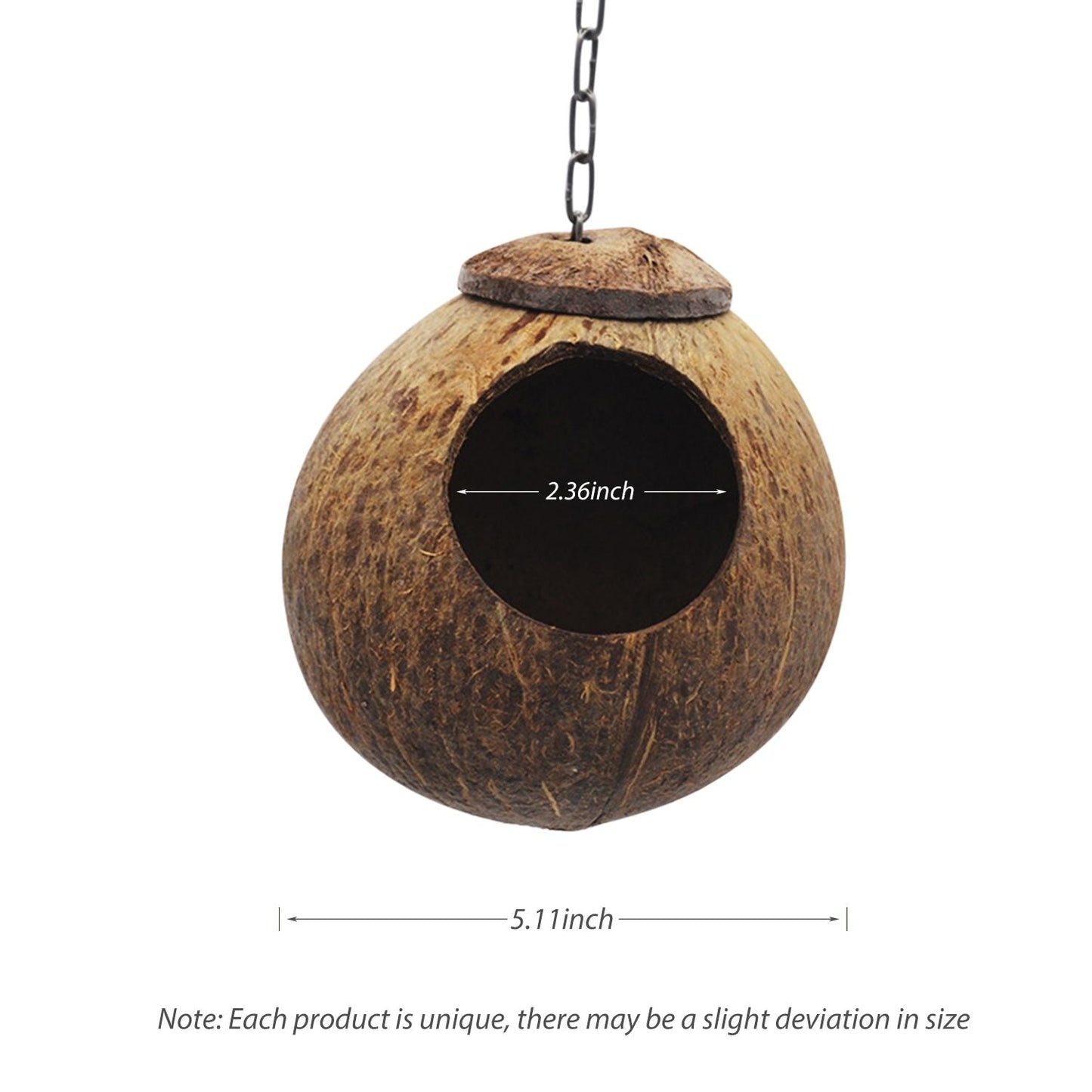 Coconut Bird Hut with Opening Coco Shell Bird House for