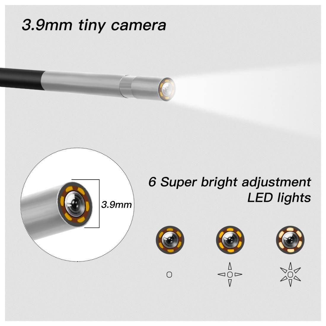 F240 3.9mm HD 1080P IP67 Waterproof WiFi Direct Connection Digital Endoscope, Cable Length:5m (Black)