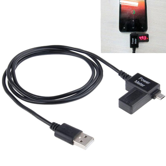 USB Charger with Power Meter Tester Voltage LED Display for Mobile Phones / Tablets, Cable Length: 1m