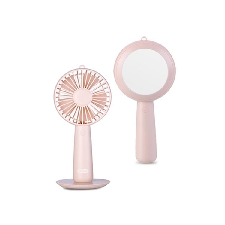XO MF03 Multi-function Portable USB Charging Mini Mirror Electric Handheld Fan, with 3 Speed Control (Pink)