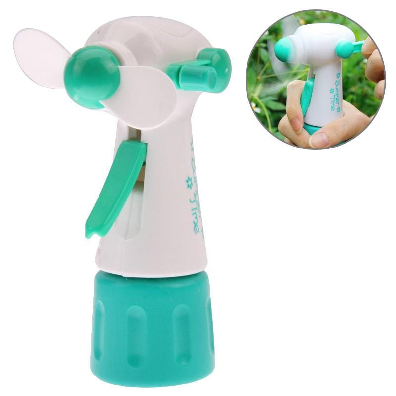 Creative Hand-driven Mist Spray Fan, Fluorescent Green (Green)