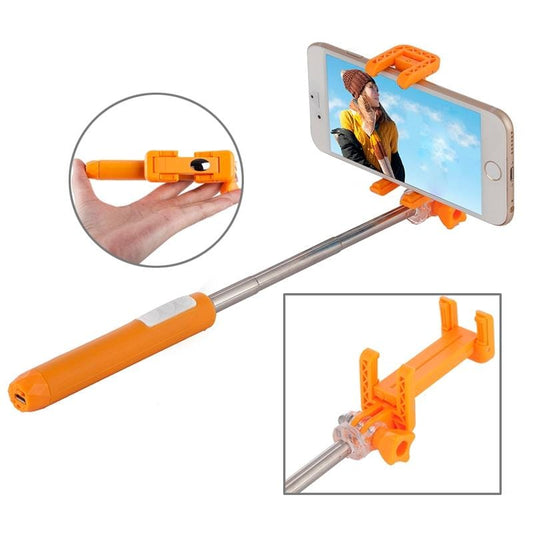 Portable RK-Mini2 Bluetooth Wireless Selfie Stick Monopod Folding Extendable Pocket Handheld Holder for iOS & Android Phone, Folded Length: 13.4cm, Max Extension Length: 73.0cm, Bluetooth Distance: 10m (Orange)