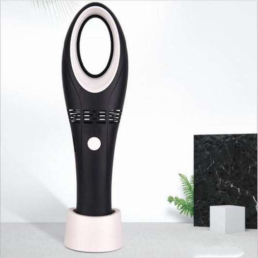 USB Handheld Mini Cooler Leafless Fan Rechargeable Portable (Black)