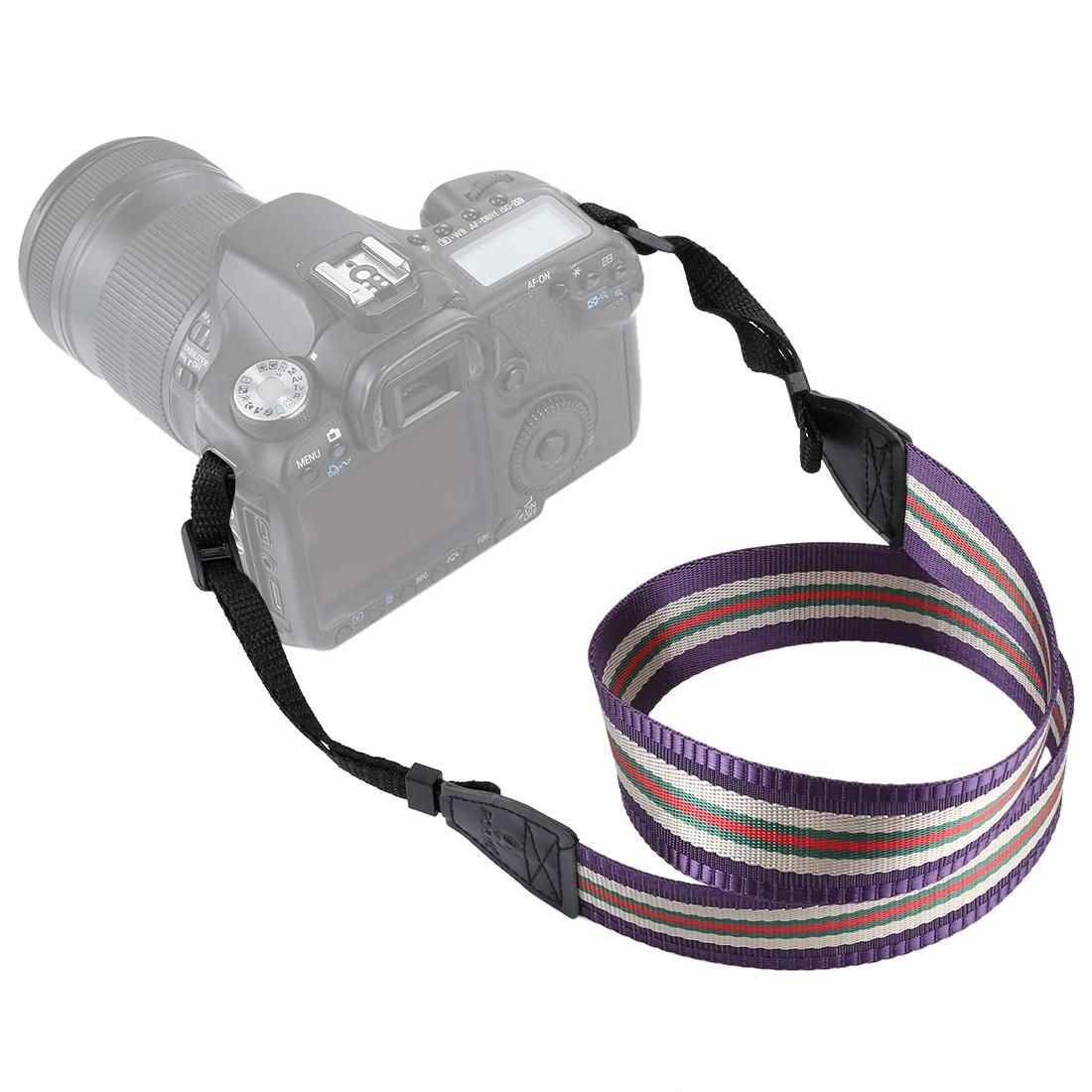 PULUZ Stripe Style  Series Shoulder Neck Strap Camera Strap for SLR / DSLR Cameras (Purple)