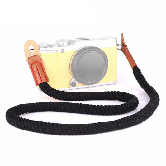 Vintage Cotton Soft Shoulder Neck Strap for Leica, Nikon, Fuji, Canon, Panasonic, Sony etc. Mini Cameras (Black)