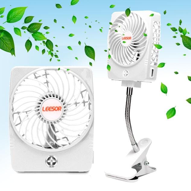 Y-FAN F-97 Portable Rechargeable USB Mini Desktop Fan with Flexible Tube Clip Holder (White)