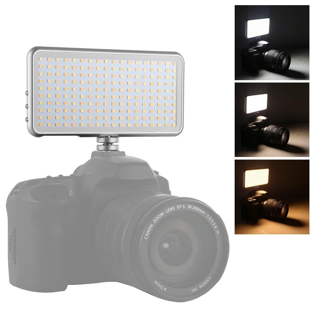 LED011S Pocket 180 LEDs Professional Vlogging Photography Video & Photo Studio Light with OLED Display & Cold Shoe Adapter Mount for Canon / Nikon DSLR Cameras
