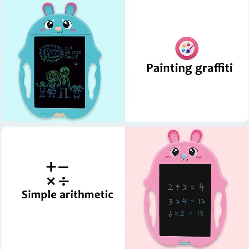 9 inch Children Cartoon Handwriting Board LCD Electronic Writing Board, Size:Monochrome Screen (Pink Rabbit)
